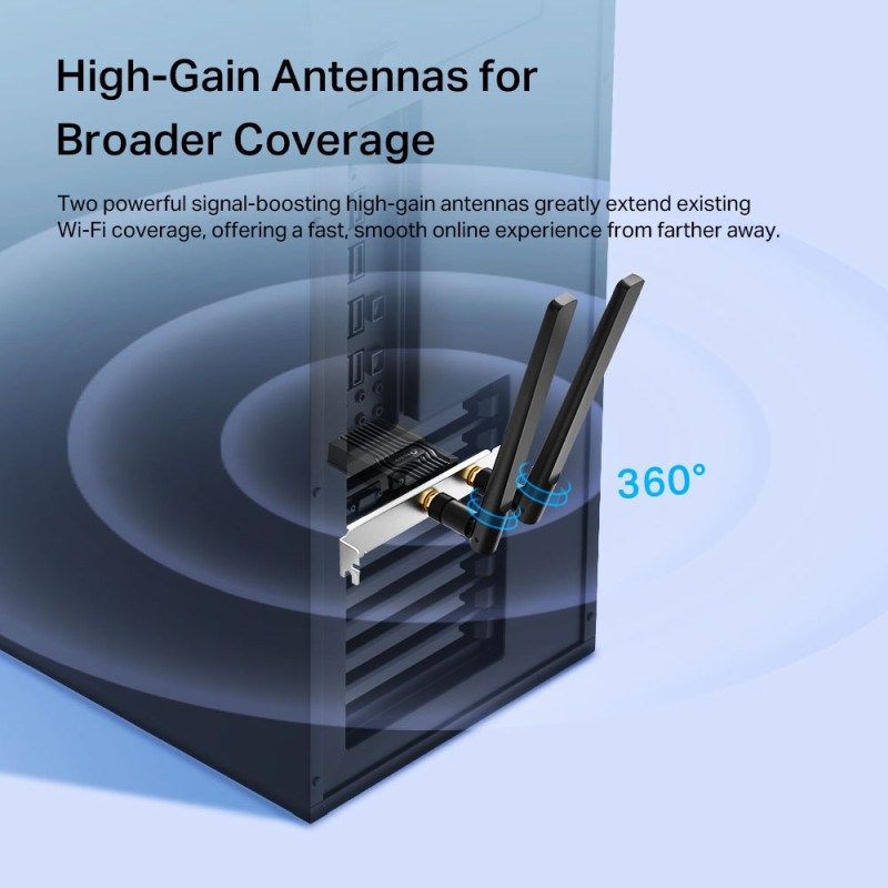 TP-Link AX3000 Archer TX55E bežični Dual-Band Wi-Fi 6 BT5.2 PCI-E adapter 574Mbps/2402Mbps (2.4GHz/5GHz), 802.11ax/ac/n/a/g/b, 2× dual band antene