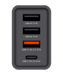 Verbatim zidni punjač 30W, 3×USB-A/1×USB-C, crni