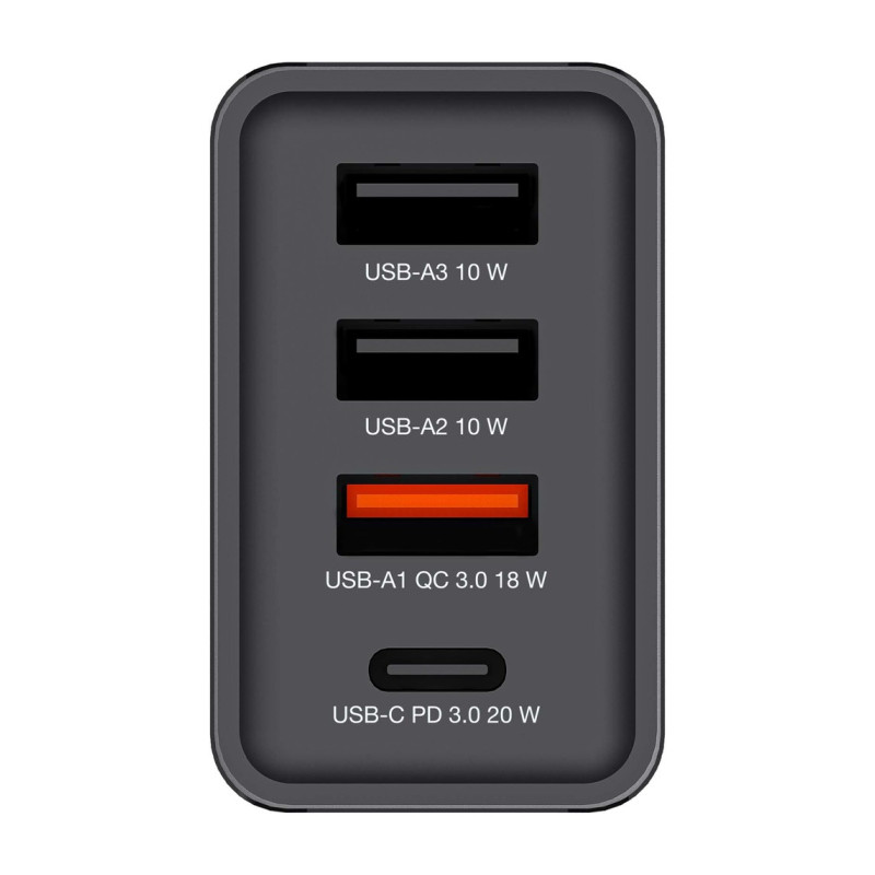 Verbatim zidni punjač 30W, 3×USB-A/1×USB-C, crni