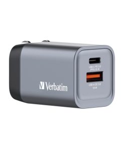 Verbatim GNC-35 GaN zidni punjač 35W, 1×USB-C PD 35W / 1×USB-A QC3.0