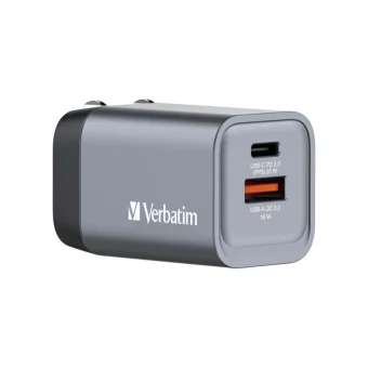 Verbatim GNC-35 GaN zidni punjač 35W, 1×USB-C PD 35W / 1×USB-A QC3.0