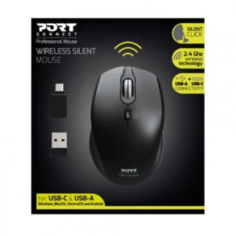 Port miš OFFICE PRO SILENT, bežični, crni