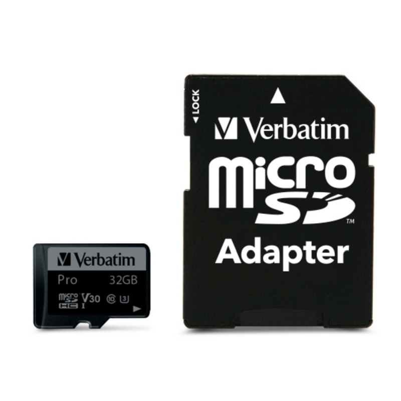 Verbatim memorijska kartica PRO Micro SDHC 32GB, U3, A2, V30, Class 10 Card + adapter