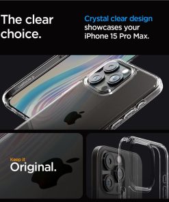 Spigen Crystal Hybrid, zaštitna maska za telefon, prozirna - iPhone 15 Pro Max (ACS06446)