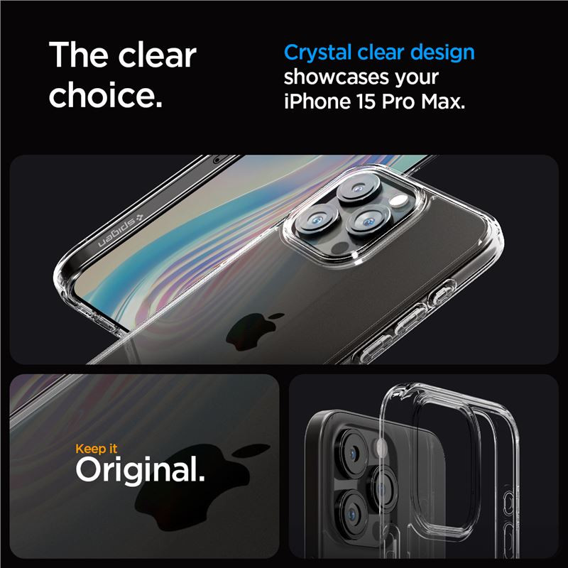 Spigen Crystal Hybrid, zaštitna maska za telefon, prozirna - iPhone 15 Pro Max (ACS06446)