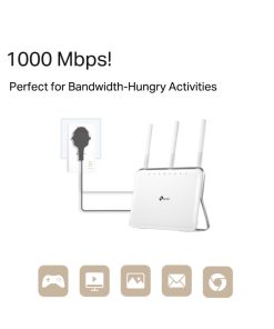 TP-Link AV1000 Powerline Gigabit mrežni adapter, 1000Mbps, dodatna strujna utičnica, HomePlug AV2 (duplo pakiranje)