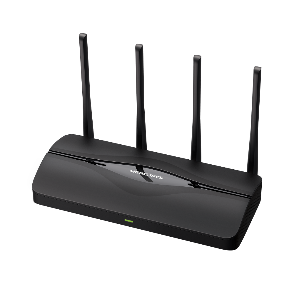 Mercusys BE3600 bežični usmjerivač (Duali-Band Wi-Fi 7 Router) 688Mbps/2880Mbps (2.4GHz/5GHz), 802.11be/ax/ac/a/b/g/n, 3×G-LAN, 1×G-WAN, 4x fiksne omni-direkcione antene