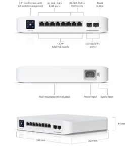 Ubiquiti UniFi Managed 8-port Gigabit Switch, 6xGbE PoE+, 2xGbE PoE++, 2x10G SFP+, 120W (USW-Pro-8-PoE)