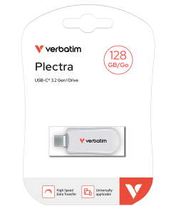 Verbatim Plectra USB-C Flash Drive 128GB, USB 3.2 Gen1, do 100MB/s, bijeli