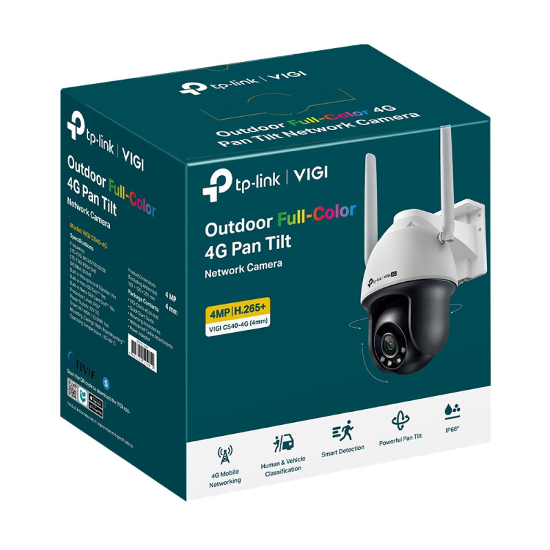 TP-Link VIGI C540-4G Full-Color kamera 2K 4MP Pan/Tilt, H.265+, Night vision, microSD, dvosmjerni audio, detekcija pokreta, vodootporna IP66, VIGI app