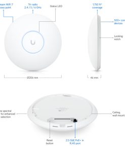 Ubiquiti UniFi U7-Pro-Max Wi-Fi7 PoE+ stropna pristupna točka 1x2.5 GbE RJ45 port, 25W