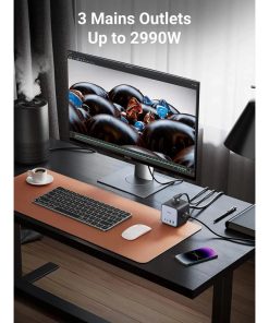 UGREEN DigiNest Cube, univerzalni punjač, 65W, 3x ŠUKO utičnica, 2x USB-C, 2x USB-A, 1.8m, crno sivi