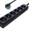 Transmedia 6-way power strip, 5,0 m cable, Black