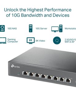 TP-Link 8-Port Multi-gigabit 10G preklopnik (Switch), 8×10G, desktop/rackmount 13" kućište