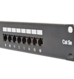 Masterlan patch panel 19", 16xRJ45, Cat5e, 1U, with tie bar, black