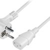 Transmedia Schuko plug flat to C13 jack 2,5m, White