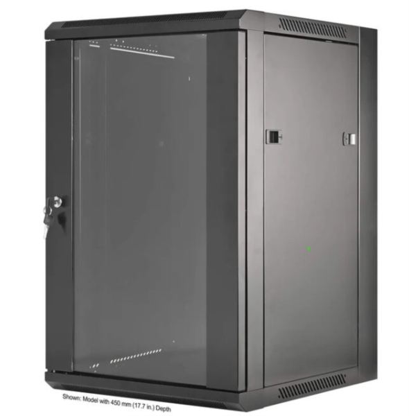 Intellinet 19" Wallmount Cabinet, 15U, 600 mm (23.6 in.) Depth, Black