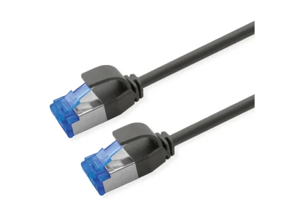 Roline S/FTP (PiMF) Data Center mrežni kabel, Cat.6A (Class EA), slim, LSOH, tangle free, 0.5m, crni