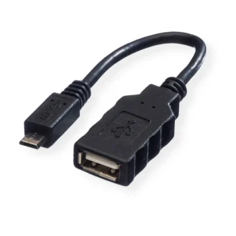 Roline USB2.0 OTG kabel TIP A(F) na Micro B(M), 0.15m, crni