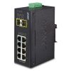 Planet Industrial 10-Port (8x 1GbE RJ45 2x 100 1000X SFP slots) Dip Switch (-40 to 75C)