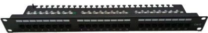 Masterlan patch panel 19" 24xRJ45, Cat6, 1U, with tie bar, black