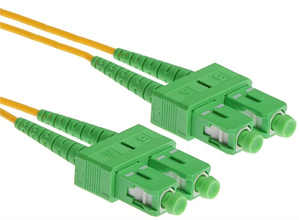 NFO Patch cord, SC APC-SC APC, Singlemode 9 125, G.657A2, Duplex, 15m