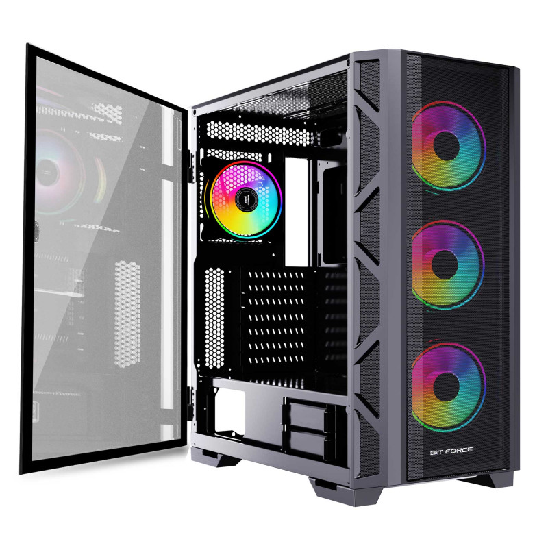 Bit Force GIANT ARGB-TM4 Gaming E-ATX, Full-Tower kućište bez napajanja, crno