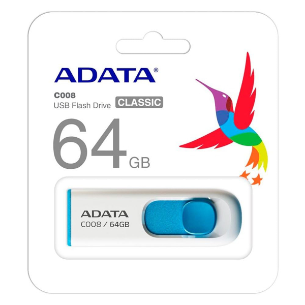 ADATA C008, 64GB, USB2.0, bijelo-plavi