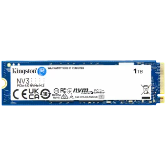 Kingston 1TB NV3 M.2 2280 PCIe 4.0 SSD, R/W: 6000/4000 MB/s (SNV3S/1000G)