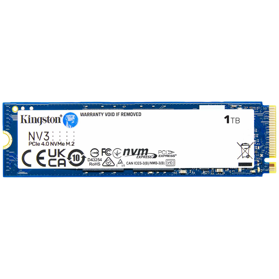 Kingston 1TB NV3 M.2 2280 PCIe 4.0 SSD, R/W: 6000/4000 MB/s (SNV3S/1000G)