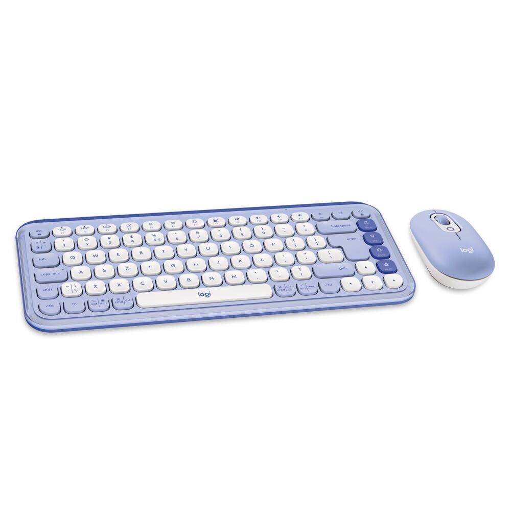 Logitech POP Icon Combo, bež. tipkovnica/miš, lila
