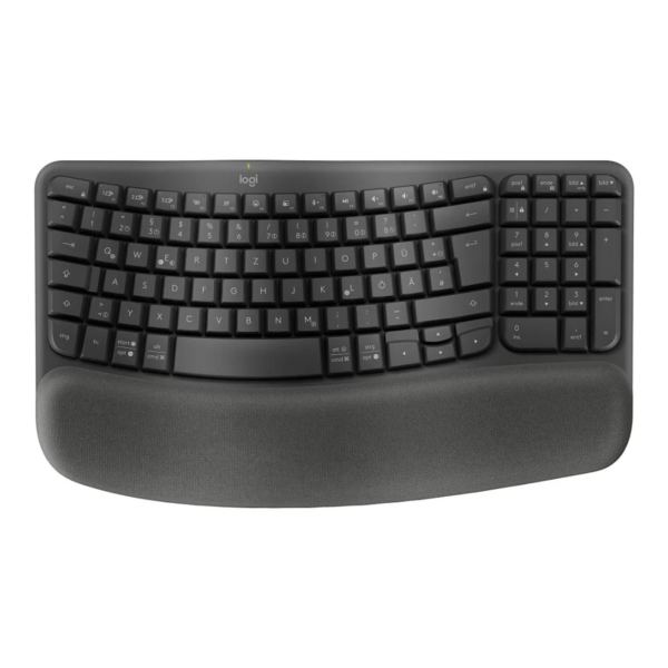 Logitech Wave Keys Ergonomic Wireless Keyboard, Graphite, DE