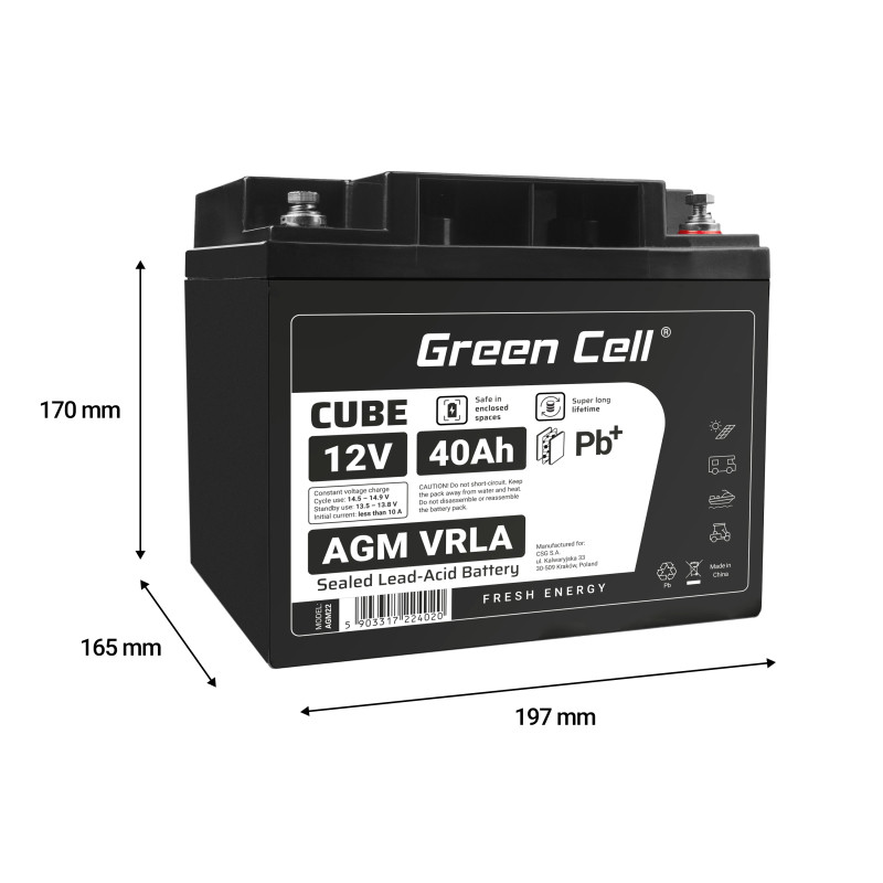 Green Cell (AGM22) baterija AGM 12V/40Ah