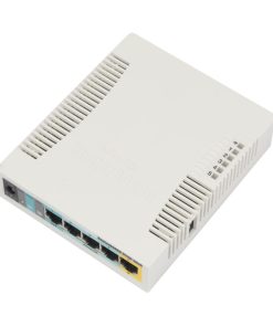 Mikrotik RB951Ui-2HnD, 600Mhz CPU, 128MB RAM, 5×LAN, 2.4Ghz 802b/g/n integrirana antena, plastično kućište, PSU, RouterOS L4