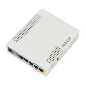 Mikrotik RB951Ui-2HnD, 600Mhz CPU, 128MB RAM, 5×LAN, 2.4Ghz 802b/g/n integrirana antena, plastično kućište, PSU, RouterOS L4