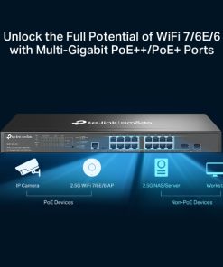 TP-Link Omada SG3218XP-M2 V2 upravljivi mrežni preklopnik, 16× 2.5G RJ45 PoE, 2× 10G SFP+, PoE++/PoE+, 240W, Omada SDN