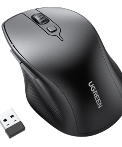 UGREEN MU101 ergonomski bežični miš, Dual Mode, Bluetooth 5.0 i 2,4 GHz, 4000 DPI, crni