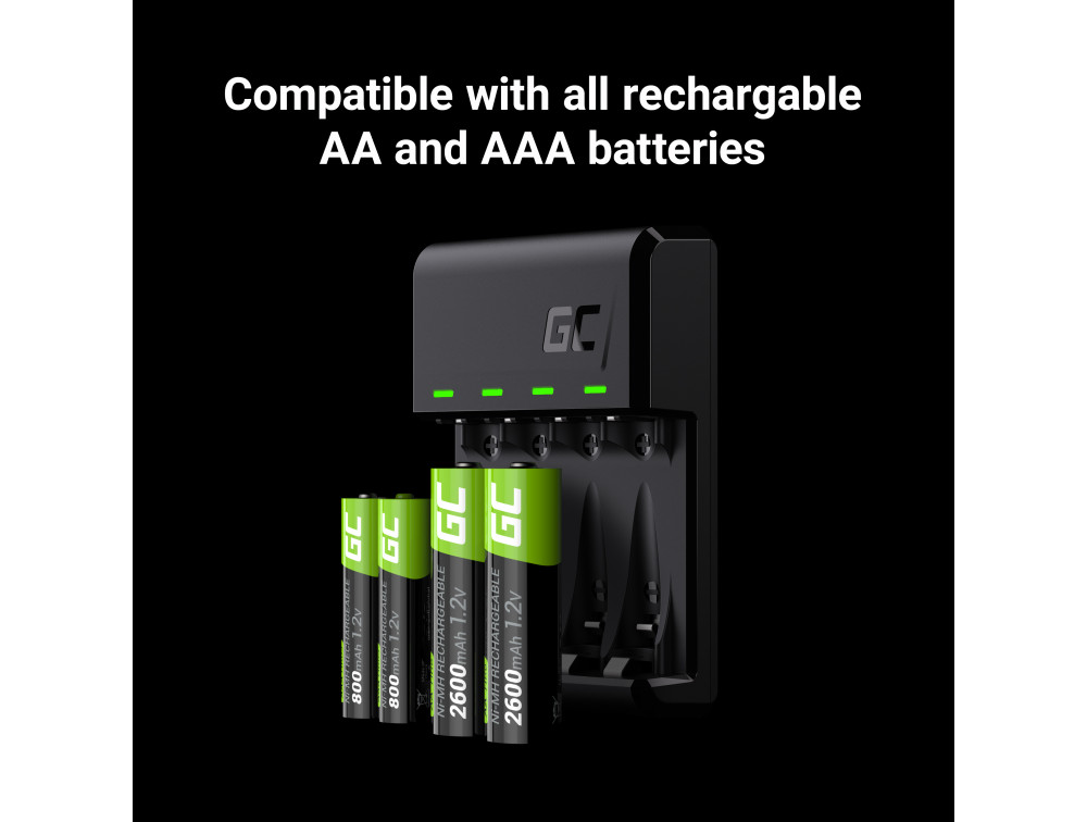Green Cell punjač VitalCharger + 4x baterije AAA 800mAh Ni-MH