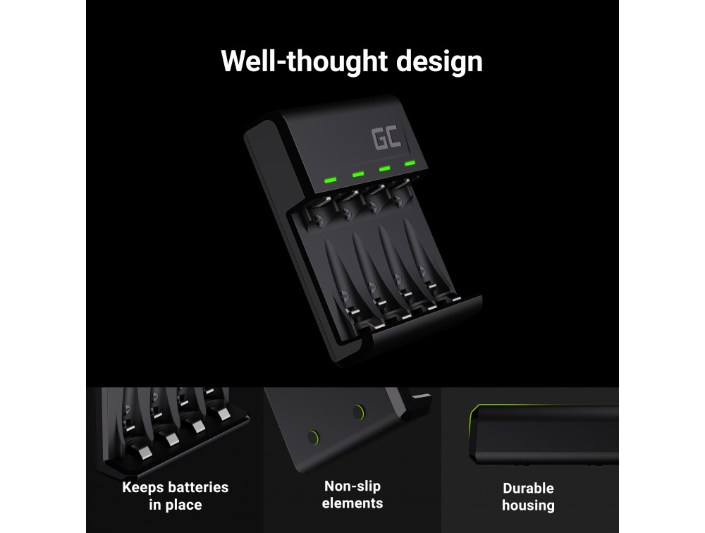 Green Cell punjač VitalCharger + 4x baterije AAA 800mAh Ni-MH