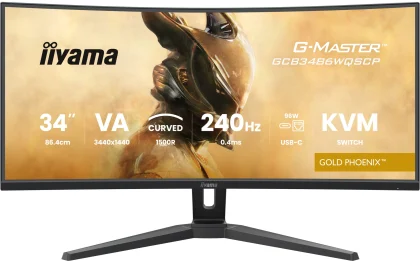 IIYAMA 34" GCB3486WQSCP-B1 UWQHD (3440x1440) VA Curved, 240Hz, 1500R 21:9, 500 cd/m2, 4000:1, 0.4ms, 2×HDMI/DP, USB-C Dock 95W, USB-Hub, RJ45, KVM, PiP, PbP, zvučnici
